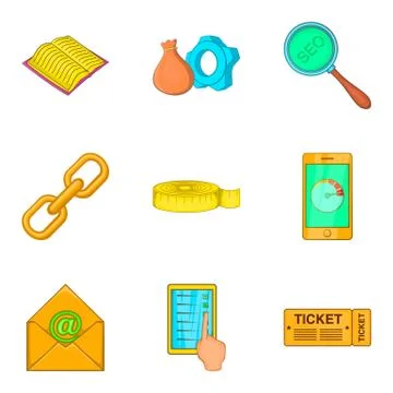 Chart icons set, cartoon style 스톡 일러스트