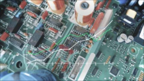 Chart indicating the Increasing price of chips and electronic components Foto stock