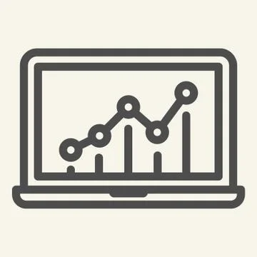 Chart on laptop line icon. Graph on monitor vector illustration isolated on Illustrazione stock