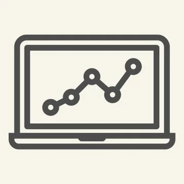 Chart on laptop line icon. Graph on notebook vector illustration isolated on Stock Illustration