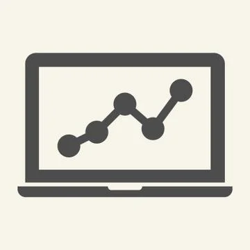 Chart on laptop solid icon. Graph on notebook vector illustration isolated on Stock Illustration