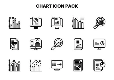Chart Line Bundle Icons Pack Stock Illustration