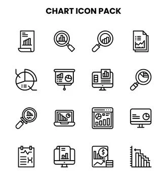 Chart Line Bundle Icons Pack Stock Illustration
