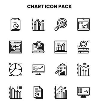 Chart Line Collection Icons Pack 库存插图