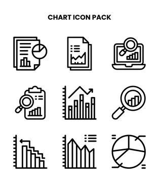 Chart Line Design Icons Pack Stock Illustration
