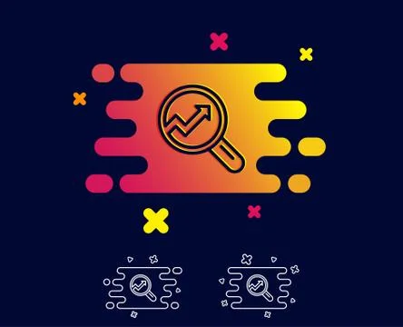 Chart line icon. Report graph sign in magnifier. Stock Illustration