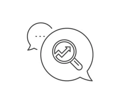Chart line icon. Report graph sign in magnifier. Vector Illustrazione stock