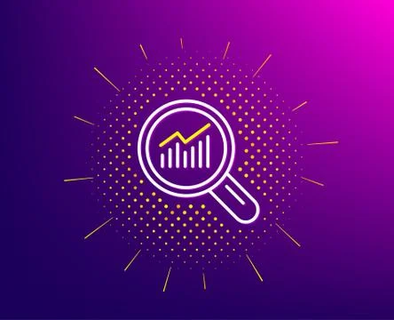 Chart line icon. Report graph sign in magnifier. Vector Stock Illustration