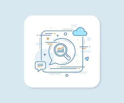 Chart line icon. Report graph sign in magnifier. Vector Stock Illustration