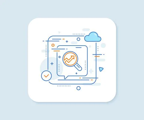 Chart line icon. Report graph sign in magnifier. Vector Illustrazione stock