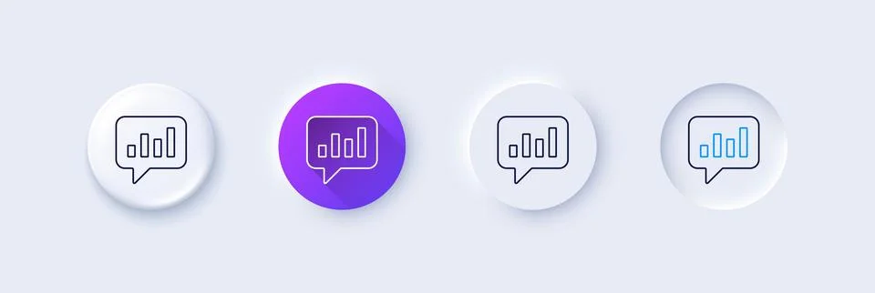 Chart line icon. Report graph in speech bubble. Line icons. Vector Stock Illustration