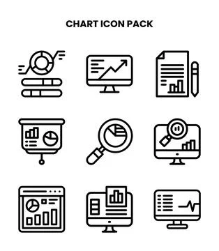 Chart Line Icons Pack Stock Illustration