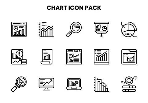 Chart Line Set Icons Pack Stock Illustration