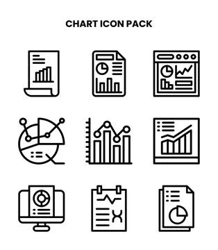 Chart Line UI Icons Pack 库存插图