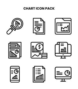 Chart Line Vector Icons Pack 库存插图