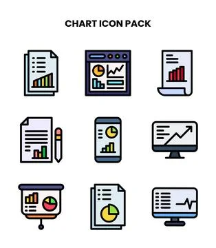 Chart Lineal Color Bundle Icons Pack Stock Illustration