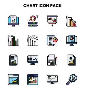 Chart Lineal Color Vector Icons Pack Stock Illustration