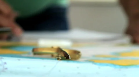 Chart Mapping on a Boat Stock Footage 864276