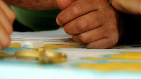 Chart Mapping on a Boat Stock Footage 864283