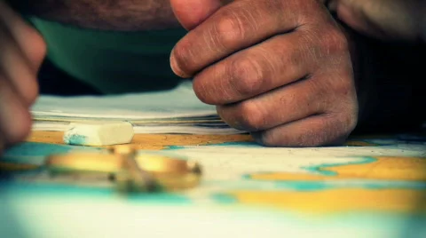 Chart Mapping on a Boat Video stock 864289
