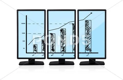 Chart on monitors Stock Illustration