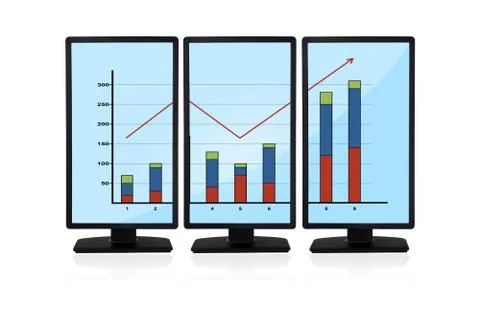 Chart on monitors Stock Photos