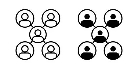 Chart network icon symbol, outline icons Stock Illustration