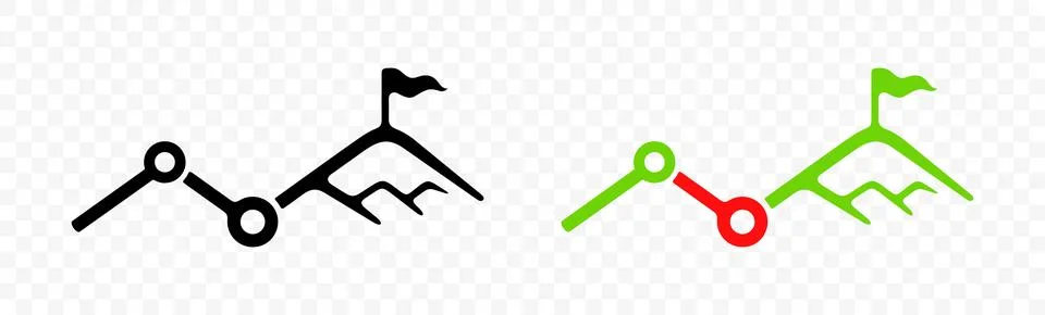 Chart or graph and mountain with flag, graphic design Stock Illustration