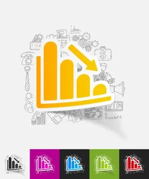 Chart paper sticker with hand drawn elements Stock Illustration