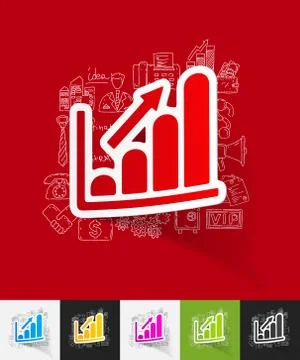 Chart paper sticker with hand drawn elements Illustrazione stock