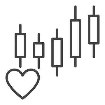 Chart Pattern and Heart vector Investment Passion icon or sign in thin line.. Stock Illustration