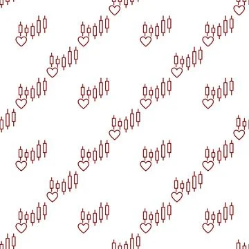 Chart Pattern and Heart vector Investment Passion seamless pattern in thin .. Illustrazione stock