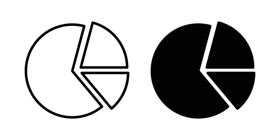 Chart pie icon. Outline, flat icons Stock Illustration