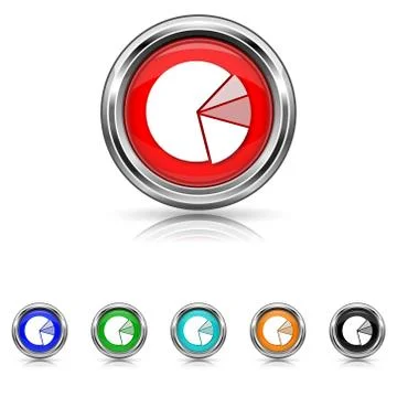 Chart pie icon - six colours set Illustrazione stock