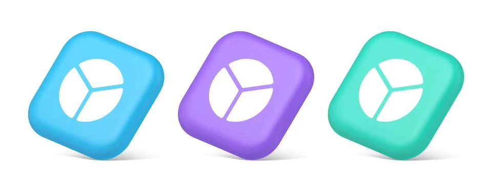 Chart pie three section button financial presentation business analyzing web  Illustrazione stock