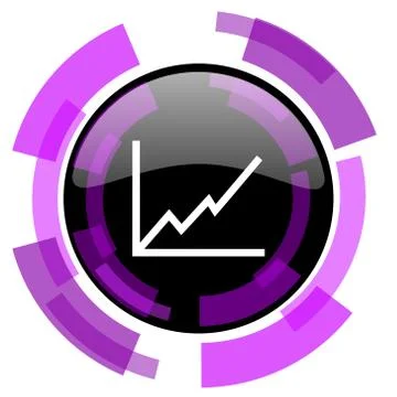 Chart pink violet modern design vector web and smartphone icon. Round button  Stock Illustration