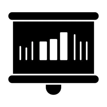 Chart presentation solid icon. Board with graph vector illustration isolated on Stock Illustration