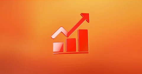 Chart Up Red 3d Icon Vídeos de archivo 69985696