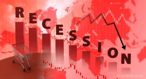 Chart with red down arrow on abstract background. Falling growth in busines. イラスト素材