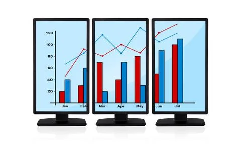 Chart on screen monitors Stock Photos