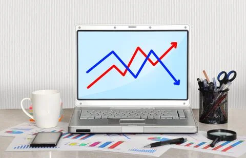 Chart on screen Stock Photos