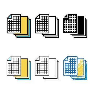 Chart set paper list color icon vector Stock Illustration
