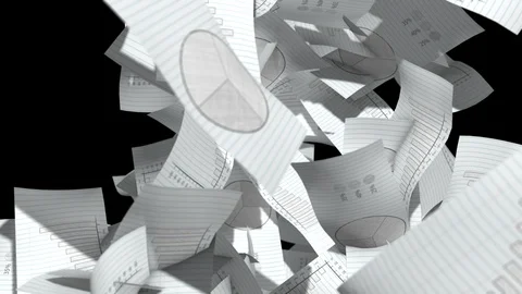 Chart sheets of paper falling - chaos office work Stock Footage 92966078