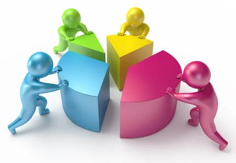 Chart shift people 3d render Stock Illustration