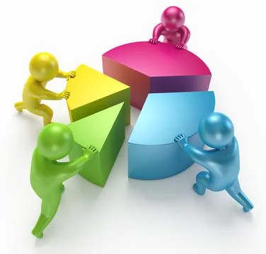 Chart shift people 3d render 스톡 일러스트