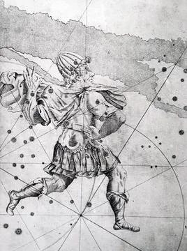  Chart showing the constellation of Perseus. Dated 18th century, Copyright... 스톡 사진