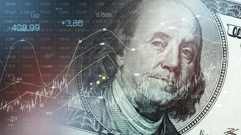 Chart showing financial data with a focus on money and recession trends Stock Illustration