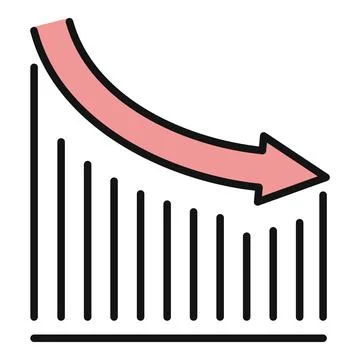 Chart showing financial loss with declining arrow Stock Illustration