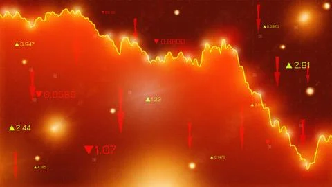 Chart shows decline in money values during recession period Stock Illustration