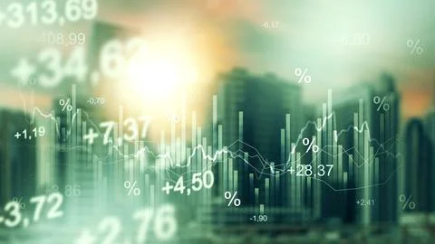 Chart shows money trends during recession period with financial data in the Stock Illustration